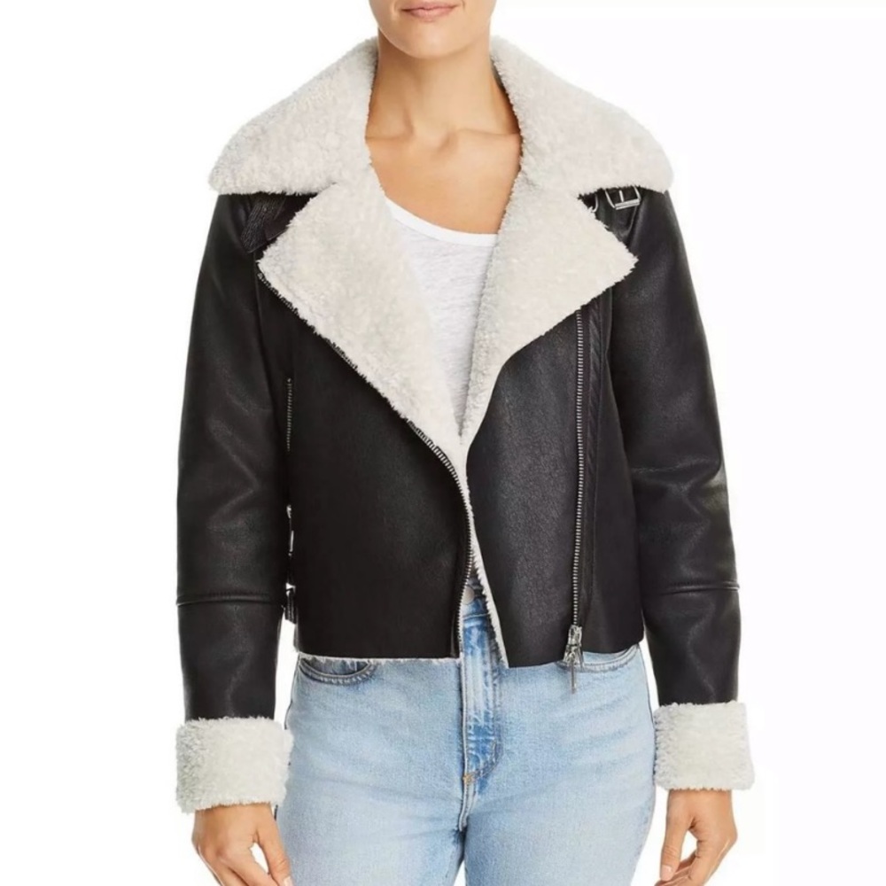 Blank NYC Black and Cream Leather Jacket